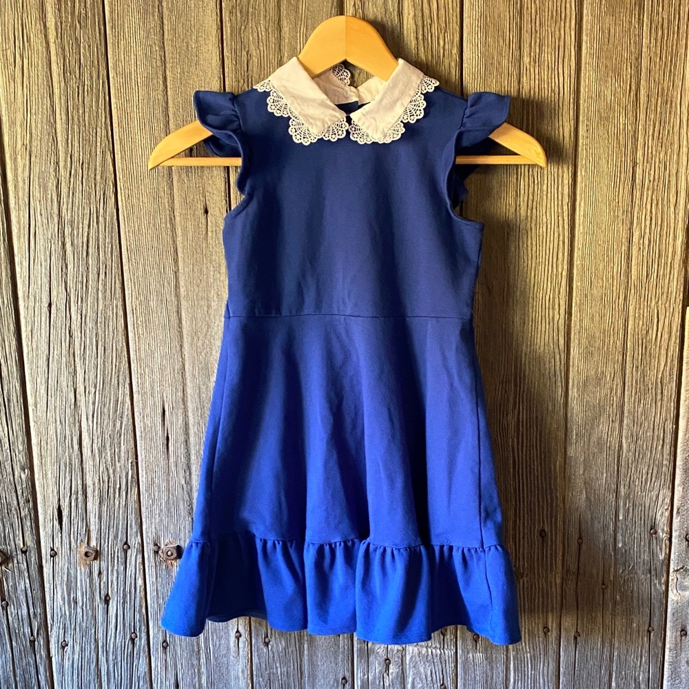 Janie and Jack Royal Blue Dress with Lace Collar